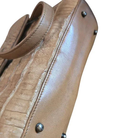 Authentic Chloe Croc-Embossed Brown Crossbody Bag - Picture 3 of 8